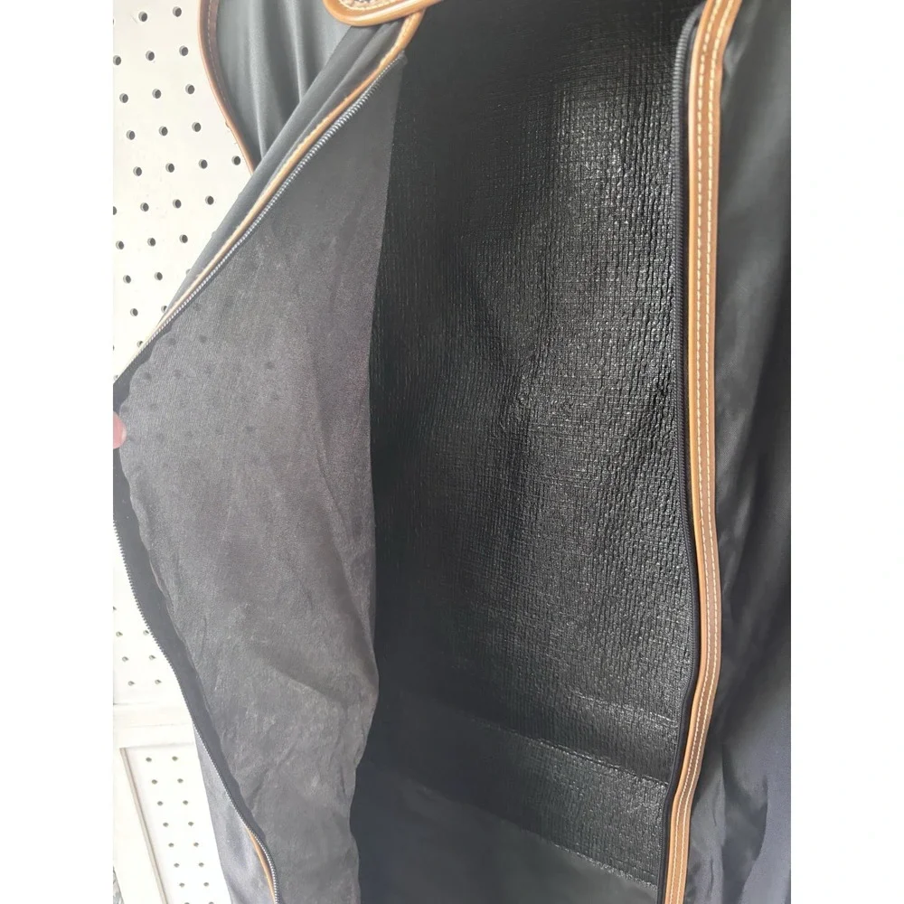 Vtg Oscar De La Renta Gray Black Tweed Folding Garment Bag Designer Luggage